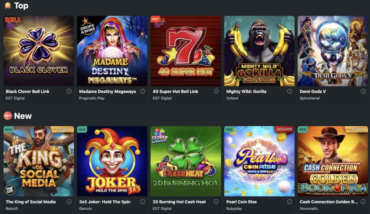 Udforsk spiluniverset hos 1Bet